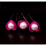 Ac metalic pentru par AC070 Flori Argintii cu perla